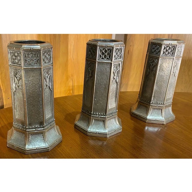 Set of 3 Silvered Bronze Bud Vases From the Late 19th-Early 20th Century For Sale - Image 4 of 6
