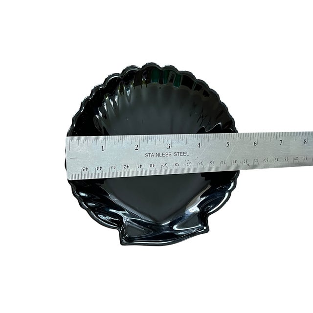Set of 12 Vintage Arcoroc France "Coquillage" Black Glass Shell Dishes, Circa 1960s For Sale - Image 11 of 13
