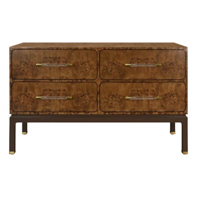 Matthew Izzo Home Etta Dark Burl Wood Four Drawer Chest For Sale