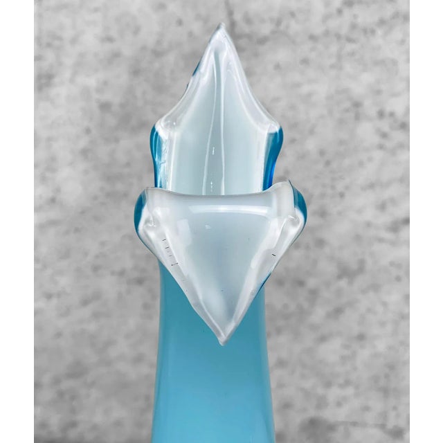 Mid 20th Century Mid-Century Italian Empoli Peacock Blue Art Glass Vase For Sale - Image 5 of 8