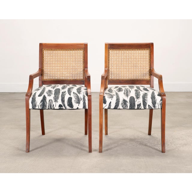 Set of Eight Danish Modern Mahogany and Cane Dining Armchairs For Sale - Image 4 of 18