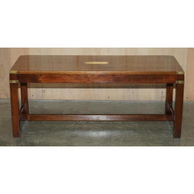 Mahogany Military Campaign Coffee Table from Harrods London For Sale - Image 17 of 18