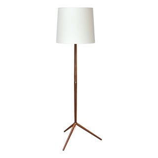 Mid-Century Modern Teak and Brass Tripod Floor Lamp from Nybro Armatur Fabrik, Sweden, 1960s For Sale