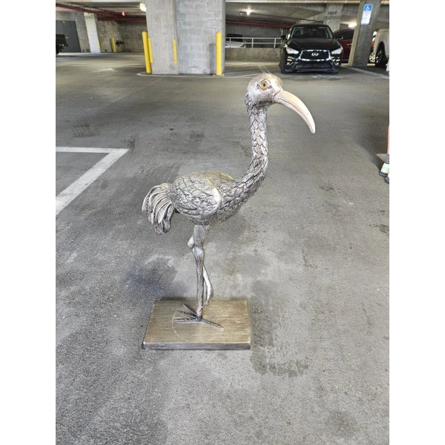 Italian Large 1970s Italian Florentine Hand Carved Wood Egret For Sale - Image 3 of 8