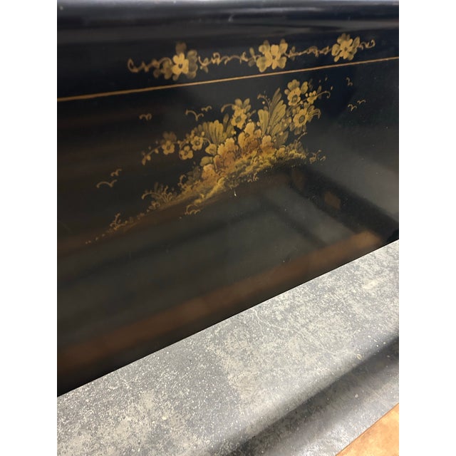 Vintage Mid-Century Full Size Black Lacquered Bed For Sale - Image 9 of 12