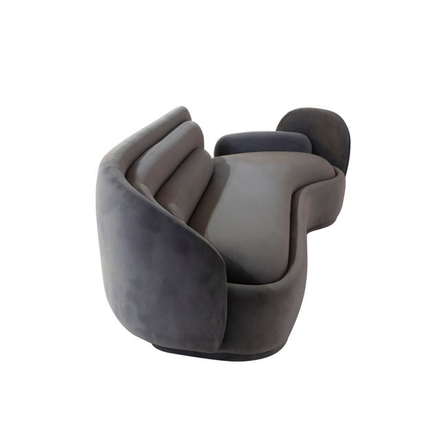 2020s Bernard Curved Sofa inn Gray Velvet For Sale - Image 5 of 8