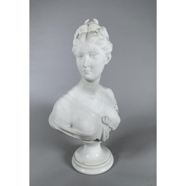 White After Jean-Antoine Houdon, Bust of Diana, 19th Century, Marble For Sale - Image 8 of 9