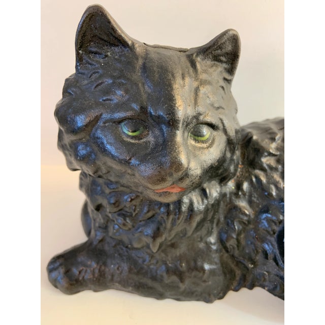 Shabby Chic 1950 Cast Iron Fireplace Place Door Stop Cat For Sale - Image 3 of 11