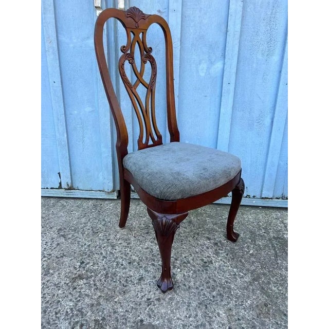 Late 20th Century Vintage Rococo Style Cherry Dining Chairs, Possibly Ethan Allen - Set of 6 For Sale - Image 5 of 12
