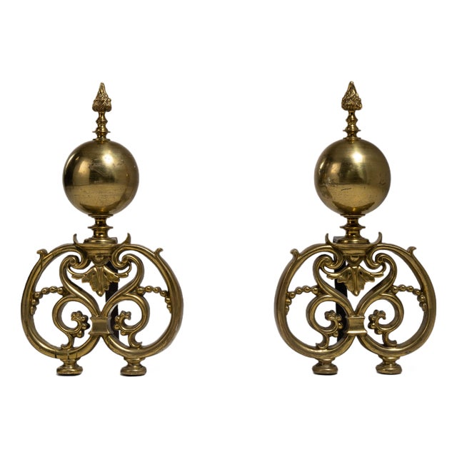 Early 19th Century France Baroque Brass Fireplace Tool For Sale