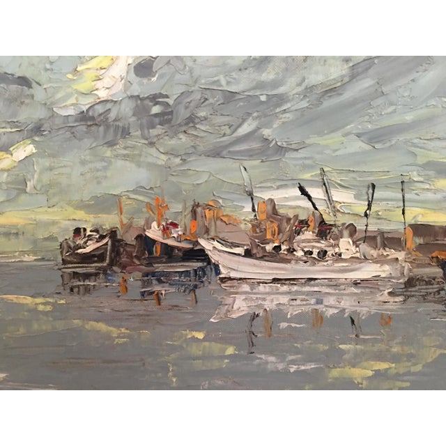 Expressionism Vintage Impressionist Style Nautical Oil Painting Signed Sachse, Framed For Sale - Image 3 of 5