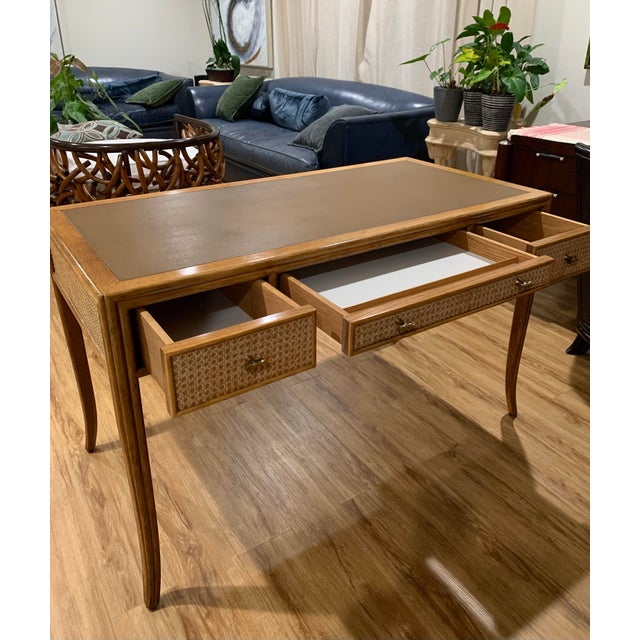 McGuire Cane Leathers Top Writing Desk For Sale - Image 9 of 11