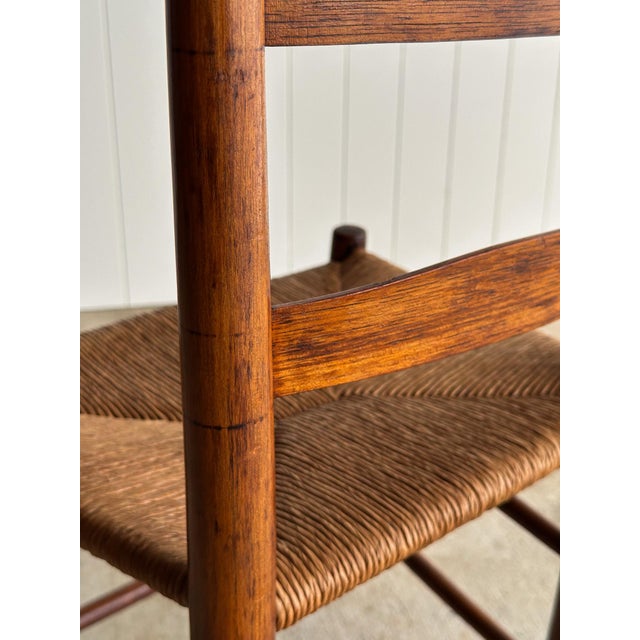 Antique Ladderback Chair With Hand-Woven Rush Seat For Sale - Image 15 of 18