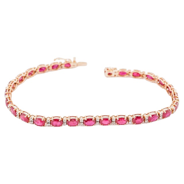 Natural ruby 9.75cts & diamond 0.43cts bracelet in 18k gold For Sale - Image 15 of 18