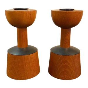 1960s Scandinavian Modern Rosewood Candleholders by Laurids Lonborg - Set of 2