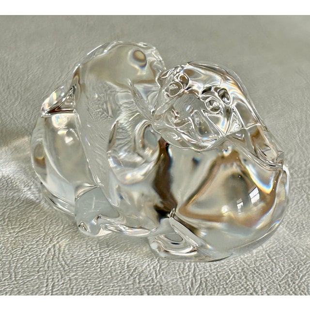 Transparent Vintage Steuben Signed Crystal Paperweight Puppy Love For Sale - Image 8 of 14