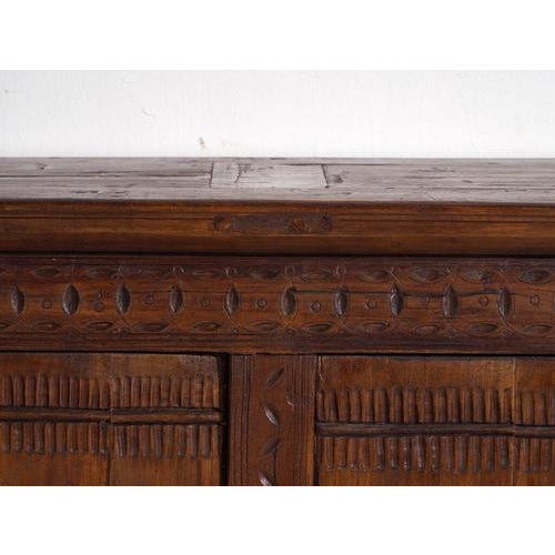 Brown Antique Carved Pine Sideboard, Xinjiang, China, 1900 For Sale - Image 8 of 14
