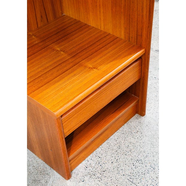 1960s Mid Century Danish Modern Nightstand Solid Teak End Table Tray Storage Denmark For Sale - Image 9 of 11
