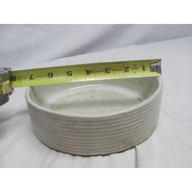 Very fine HOMESPUN style ribbed pottery bowl by Zanesville Pottery. Thick walled. Milky white top glaze over a brown clay...