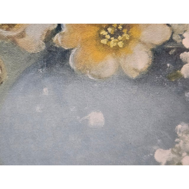 1940s A. D. Greer Original Oil Painting Framed Dogwood Hydrangeas For Sale - Image 9 of 17