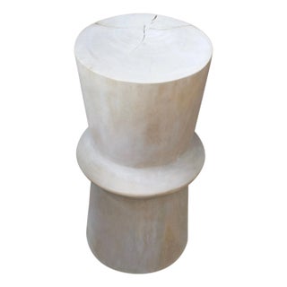 Andrianna Shamaris Bleached Teak Wood Side Table or Stool For Sale