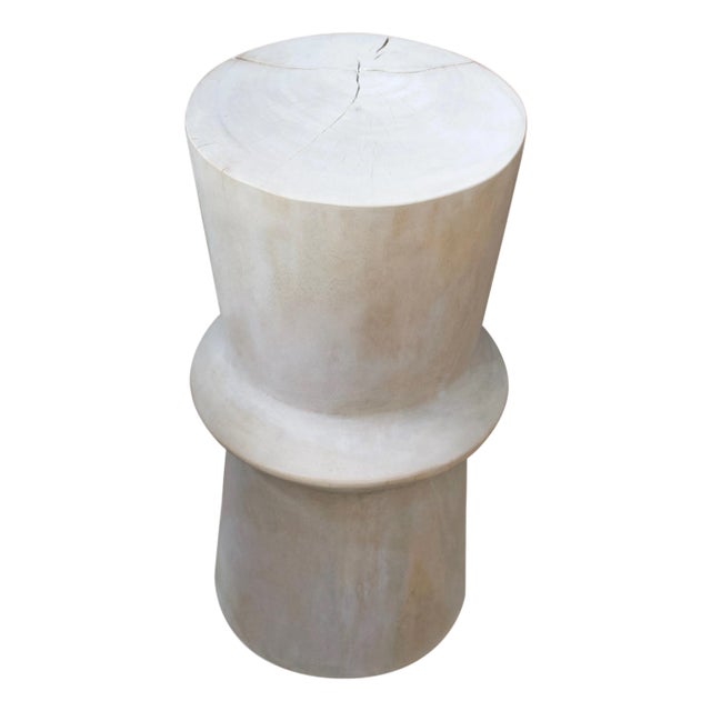 Andrianna Shamaris Bleached Teak Wood Side Table or Stool For Sale