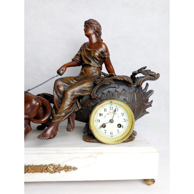 Metal Large Antique Fireplace Clock Set, 1850, Set of 3 For Sale - Image 7 of 14