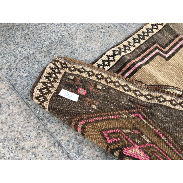 1960s Vintage Brown Rug- 1′10″ × 3′1″ For Sale - Image 4 of 6