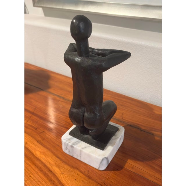 Mid-Century Solid Bronze Figurative Sculpture (14.5” High) For Sale - Image 12 of 13