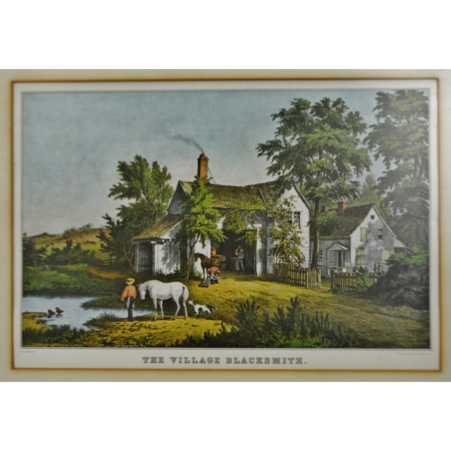 Vintage Framed Currier & Ives Print the Village Blacksmith Chairish