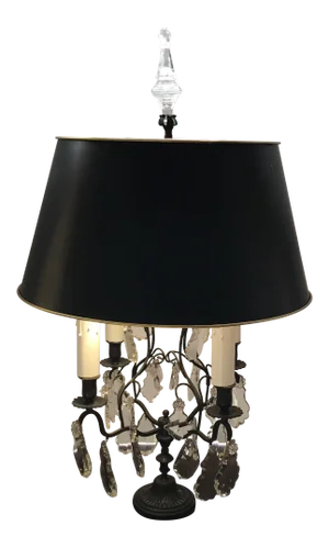 Late 19th Century Four Armed French Crystal Table Lamp