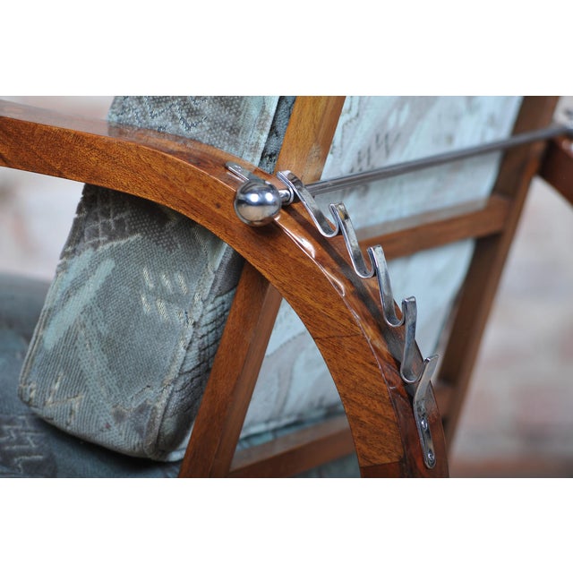 Metal Czech Art Deco Reclining Armchair in Walnut and Chrome, 1930s For Sale - Image 7 of 18