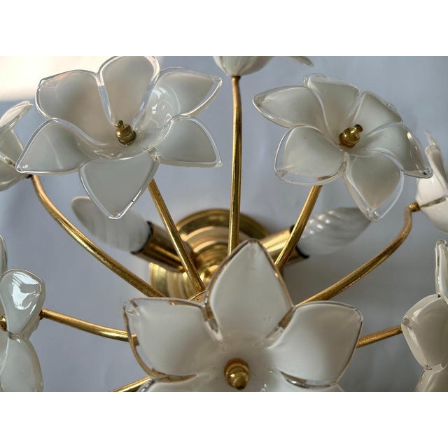 White Daisies Murano Ceiling Light, 1980s For Sale - Image 9 of 15