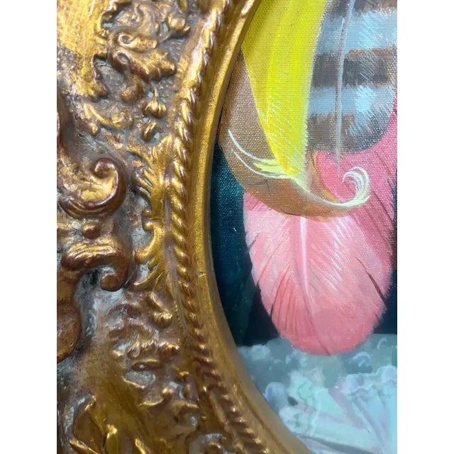 Romantic Belle Époque Portrait of a Lady in Gilded Rococo Frame Print on Canvas 1990's For Sale - Image 13 of 18