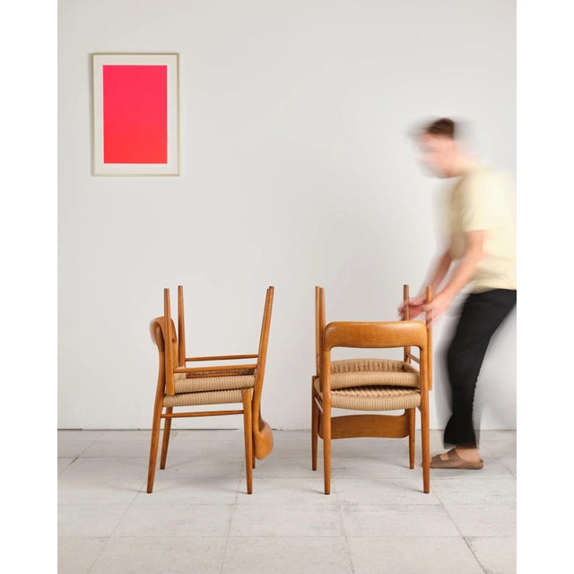 Beige Model 75 Dining Chairs in Oak with Paper Cord Weave by Niels O. Møller for j.l. Møllers, Denmark, 1950s, Set of 4 For Sale - Image 8 of 18