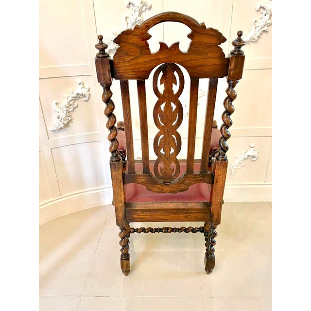 Mid 19th Century Large Victorian Carved Oak Armchair, 1860s For Sale - Image 5 of 16