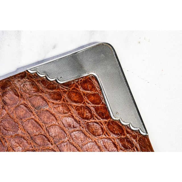 Rare Asprey Antique English Leather Sterling Silver Desk Folder Document Holder Luxury For Sale - Image 4 of 16