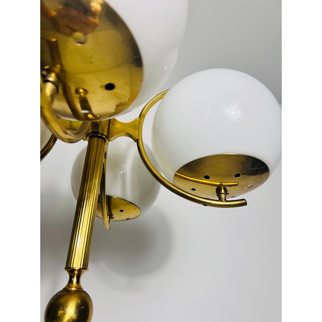 Exceptional Mid-Century Modern Brass Kaiser 4-Arm Space Age Chandelier, 1960s For Sale - Image 9 of 10