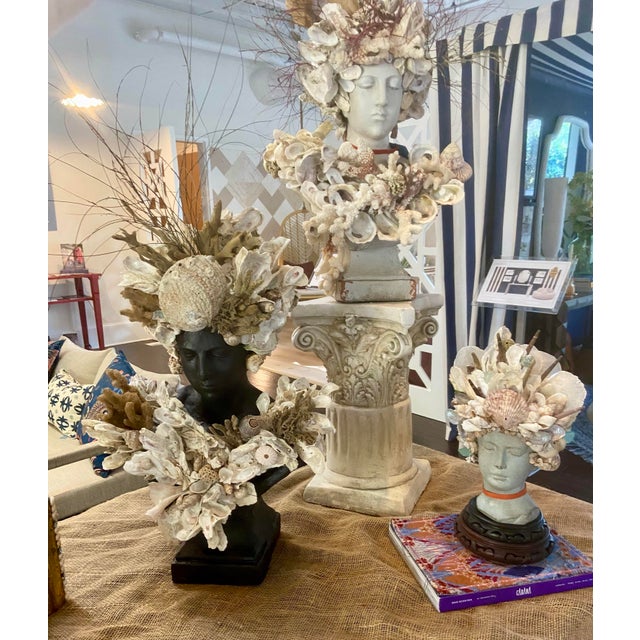 Black Shell Encrusted Bust by May River Neptune, Bluffton, Sc For Sale - Image 8 of 9