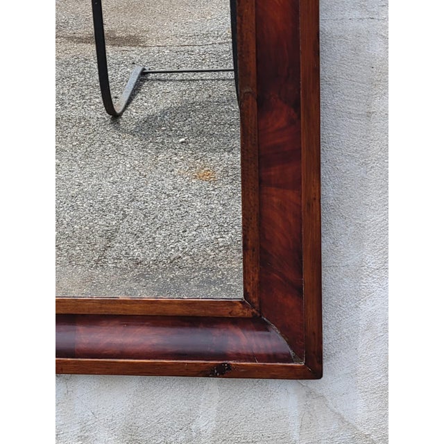 Antique American Empire Flame Mahogany Ogee Wall Mirror 20x30 Wood Backing 1850s For Sale - Image 14 of 18