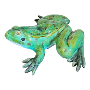 Early 20th Century Antique French Tin Glaze Faience Pottery Model of a Bull Frog