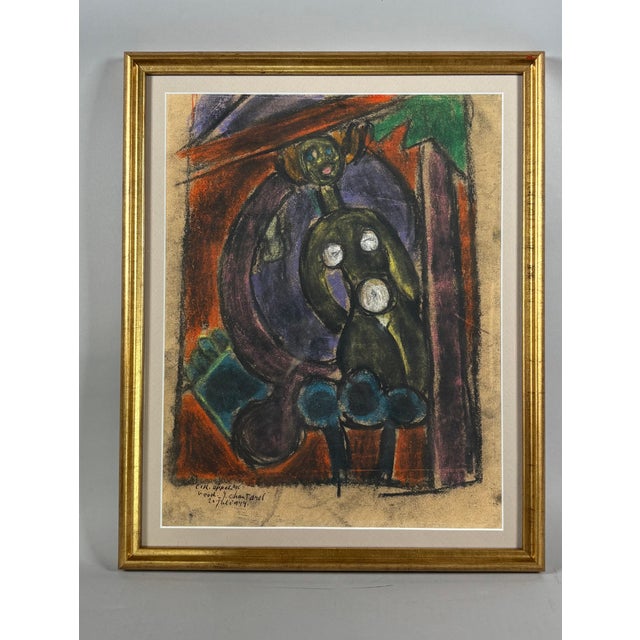 Karel appel (1921-2006) pastel drawing on paper "composition with a nude woman," pastel signed lower left bearing a...