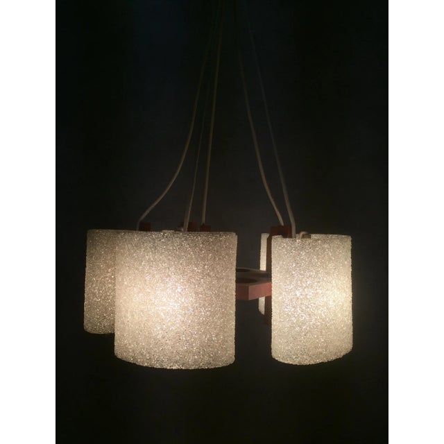 Vintage Scandinavian Teak &amp; Acrylic Glass Resin Pendant For Sale - Image 6 of 8