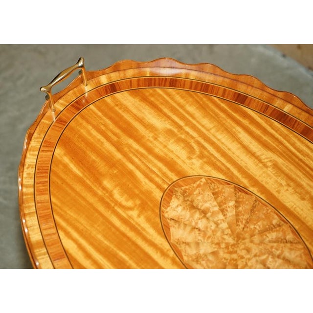 Vintage Sheraton Revival Satinwood Coffee Table with Removable Tray Top For Sale - Image 6 of 18