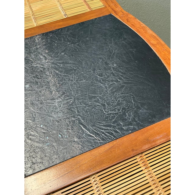 Vintage Woven Rattan and Teak Desk For Sale - Image 9 of 12