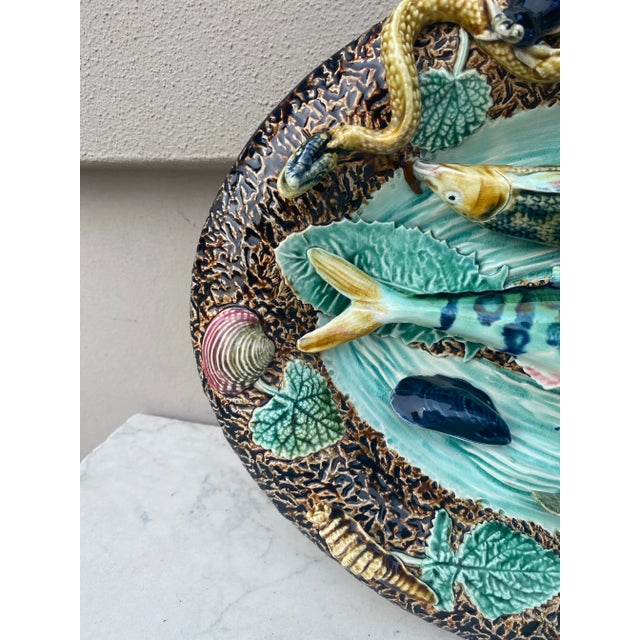 Late 19th Century 19th Century Majolica Palissy Wall Fish Platter Choisy Le Roi For Sale - Image 5 of 11