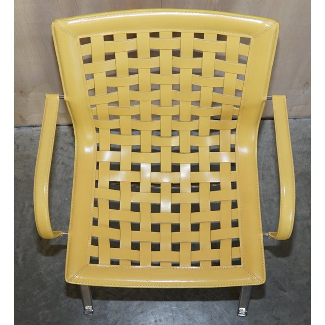 Vintage Italian Leather Woven Net Dining Chairs & Table by Giancarlo Vegni for Fasem, Set of 5 For Sale - Image 13 of 18