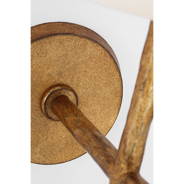 Visual Comfort Suzanne Kasler for Visual Comfort Signature Collette 23" Tail Sconce in Gilded Iron with Linen Shade For Sale - Image 4 of 8