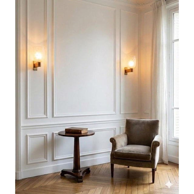 Art Deco Wall Lights in Blown Glass and Brass, Italy, 1940s, Set of 4 For Sale - Image 3 of 10