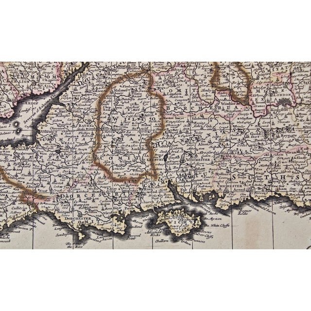 Large 17th Century Hand Colored Map of England and the British Isles by de Wit For Sale - Image 11 of 11